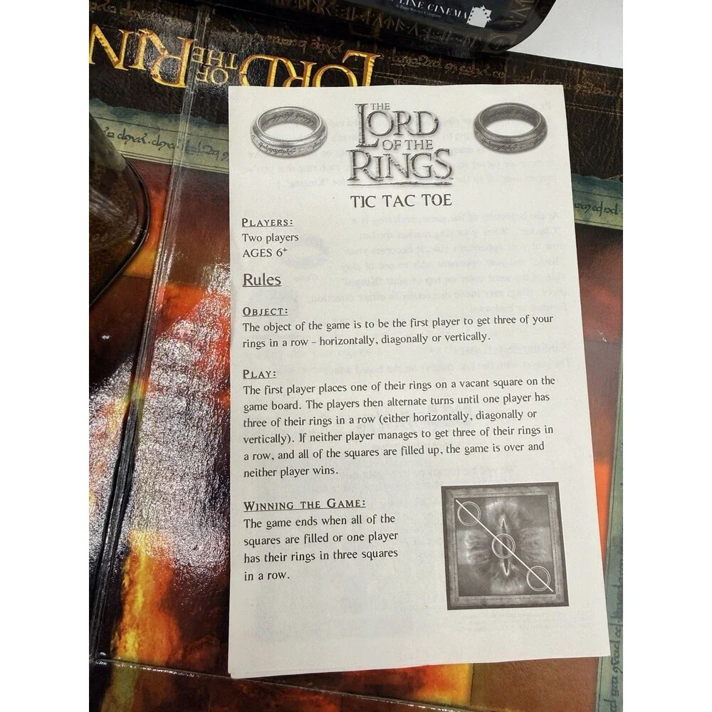 The Lord of the Rings Checkers Tic Tac Toe Game in Collectible Tin Complete
